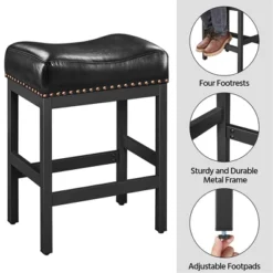 Yaheetech 26"H Bar Stools Faux Leather Counter Height Stools With Nailhead Trims Set Of 2, Black 8 Yaheetech 26"H Bar Stools Faux Leather Counter Height Stools With Nailhead Trims Set Of 2, Black -Furniture GUEST 40b6f482 d16b 4b68 8530 d990289e2c57