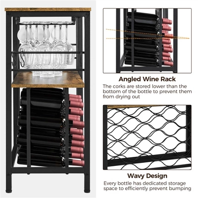 Yaheetech Home Bar Industrial Wine Rack Table With Glass Holder, Wine Bar Cabinet, Rustic Brown 5 Yaheetech Home Bar Industrial Wine Rack Table With Glass Holder, Wine Bar Cabinet, Rustic Brown - Image 5