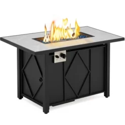 Yaheetech Outdoor Propane Gas Fire Pit Table 43 Inch Auto-Ignition 2 In 1 Gas Firepit