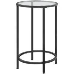 Yaheetech Round Accent Table With Glass Top And Metal Frame For Living Room -Furniture GUEST 41c8a8c0 3232 4d8b 8584 e3289bb2d8e7