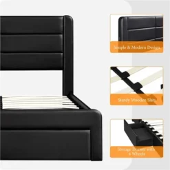 Yaheetech Upholstered Bed Frame With 3 Storage Drawers And Built-In USB Ports -Furniture GUEST 41e262ed e2fd 4b65 8929 5e32c8ee7a32