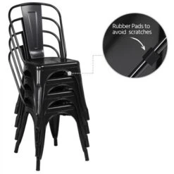 Yaheetech Pack Of 4 Stackable Classic Metal Dining Chair For Indoor Outdoor -Furniture GUEST 42d39270 5681 4faf b1a5 6a0a9205f2dd