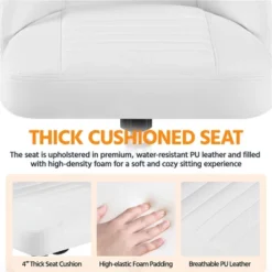 Yaheetech Faux Leather Mid Back Home Office Desk Chair With Chrome-plated Metal Base -Furniture GUEST 433046fa d1d2 4676 a373 291cbe300377