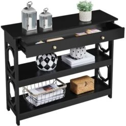 Yaheetech Drawer Console Table With Storage & Shelves For Living Room/Hallway/Entryway, Black 10 Yaheetech Drawer Console Table With Storage & Shelves For Living Room/Hallway/Entryway, Black -Furniture GUEST 447610d1 87c3 4dcc 8d6b 8d7865af2381