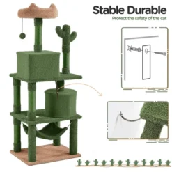 Yaheetech 62.5" H Cat Tree Cat Tower With Natural Sisal For Small- To Medium-sized Cats Green/Brown -Furniture GUEST 4520d2e1 3b5a 43a9 815d 299dbc8fdd2d