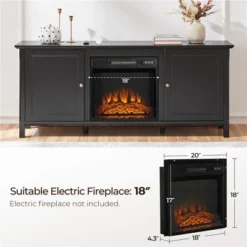 Yaheetech 24.6in Short Modern TV Stand With Storage Black -Furniture GUEST 45eed04e 2875 49ce 8eb2 bc64ee119868