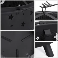 Yaheetech 30" Outdoor Fire Pit Set Heating Warm Equipment Including Poker Mesh Cover With Stars Moons Pattern Black 10 Yaheetech 30" Outdoor Fire Pit Set Heating Warm Equipment Including Poker Mesh Cover With Stars Moons Pattern Black -Furniture GUEST 46233be4 e7ba 41fc a863 316b5fc7469c