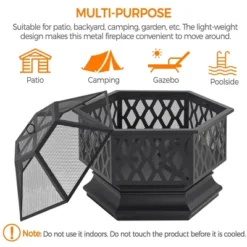 Yaheetech 26" Steel Fire Pit Outdoor Fireplace, Black -Furniture GUEST 47e340bc 43d9 4845 9428 7e104a446caf