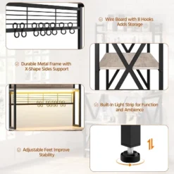 Yaheetech 5-Tier Kitchen Baker's Rack With Power Outletsa And LED Light For Kitchens, Living Rooms -Furniture GUEST 47ecf4de da86 4e28 88a6 8ed247e356dc