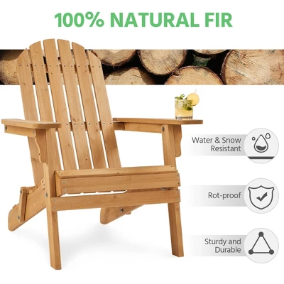 Yaheetech 2-piece Folding Adirondack Chair Solid Wood Outside Chair 4 Yaheetech 2-piece Folding Adirondack Chair Solid Wood Outside Chair - Image 4