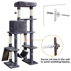 Yaheetech 63" Multilevel Plush Cat Tree With Hammock For Cats Kitchens 19 Yaheetech 63" Multilevel Plush Cat Tree With Hammock For Cats Kitchens -Furniture GUEST 47f8e7c3 a947 4033 ab5b 2e20ad7974b5