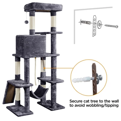 Yaheetech 63" Multilevel Plush Cat Tree With Hammock For Cats Kitchens 7 Yaheetech 63" Multilevel Plush Cat Tree With Hammock For Cats Kitchens - Image 7