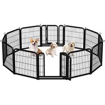 Yaheetech 6 Panels Dog Playpen Panels Metal Pet Playpen, Black 8 Yaheetech 6 Panels Dog Playpen Panels Metal Pet Playpen, Black - Image 8
