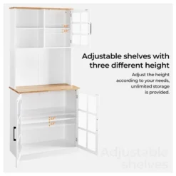 Yaheetech Kitchen Pantry Storage Kitchen Buffet With 3 Cabinets, White -Furniture GUEST 481005de e842 4555 a411 c208d94c56f2