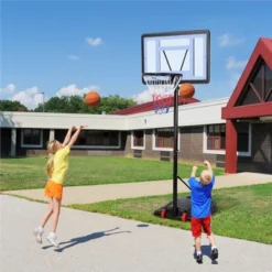 Yaheetech 7.2-9.2ft Height-Adjustable Basketball Hoop System Black -Furniture GUEST 48b0b8a0 bfad 42e5 b486 41a47f517c2e