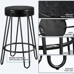 Yaheetech Set Of 2 Faux Leather Round Backless Counter Stools -Furniture GUEST 48ff7da0 8397 47c6 a5bb c3e8be946332