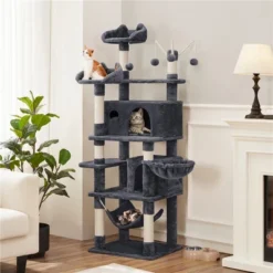 Yaheetech 67″ H Cat Tree Cat Tower, Multi-Level Cat Play House, Climbing Tree