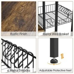 Yaheetech 5-Tier 56" H Baker’s Rack With Wire Basket & Power Outlets, Rustic Brown 9 Yaheetech 5-Tier 56" H Baker’s Rack With Wire Basket & Power Outlets, Rustic Brown -Furniture GUEST 49242dd9 ba1b 4616 a515 0d9a2f0eecae