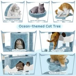 Yaheetech 72.5"H Ocean-themed Cat Tree For Indoor Cats, Blue -Furniture GUEST 4b19963a 238a 487e aa9e e3a4a2161a72
