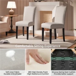 Yaheetech Set Of 4 Modern Upholstered Dining Chairs For Living Room, Dining Room, Home, Kitchen -Furniture GUEST 4b333eea 25ba 48fd a137 208709c0b8aa