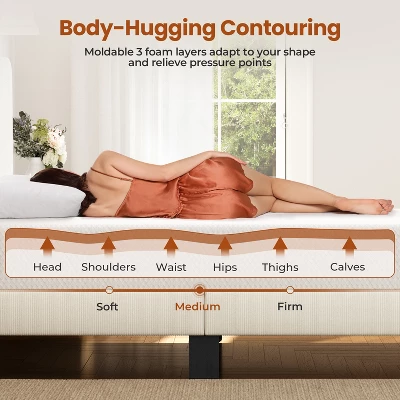 Yaheetech 10" Gel Memory Foam Mattress With Green Tea Scent, Cooling Tech, 3 Foam Layers 4 Yaheetech 10" Gel Memory Foam Mattress With Green Tea Scent, Cooling Tech, 3 Foam Layers - Image 4