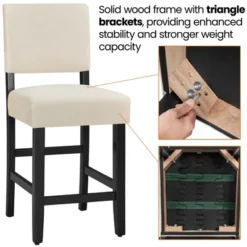 Yaheetech 24.6" H Upholstered Counter Bar Stool, Beige -Furniture GUEST 4bab1dda 3ec8 43b4 9f3c 0841d6b0fe96