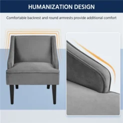 Yaheetech Modern Upholstered Armchair Velvet Accent Chair For Living Room Bedroom 15 Yaheetech Modern Upholstered Armchair Velvet Accent Chair For Living Room Bedroom -Furniture GUEST 4be8238d b4fe 4cdf 9865 9c682db8902f