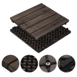 Yaheetech Pack Of 27 Fir Wood Flooring Tiles Interlocking Wood Tiles For Patio Garden -Furniture GUEST 4c0f2c00 df5b 4980 8bc8 3f794169fa46