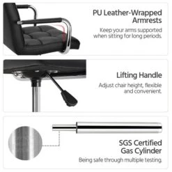 Yaheetech Modern Office Chair Height Adjustable Swivel Chair Mid Back PU Leather Chair -Furniture GUEST 4c599b39 93c7 4002 ab73 28c22ab3ef8e