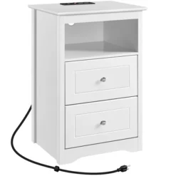 Yaheetech 2 Drawer Bedside Table Sofa Side Table With Charging Station -Furniture GUEST 4c7ad26b 022a 4f59 8eba 4d563055e498