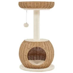 Yaheetech Rattan Cat Tree Cat House With Natural Sisal Scratching Post, Beige -Furniture GUEST 4ced08c9 5be3 4d88 9580 55be1b854993