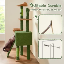 Yaheetech 52.5inch Cactus Cat Treewith Natural Sisal, Green/Brown -Furniture GUEST 4cfab1ba f29a 47a0 b66f 312f7975a088