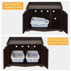 Yaheetech Large Cat Litter Box Enclosures Wooden Storage Side Table -Furniture GUEST 4d69b753 923d 4c72 8267 99a071d61bd8