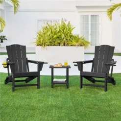 Yaheetech Folding Adirondack Chair With Cup Holder