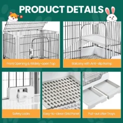 Yaheetech 4-Level Rolling Rabbit Cage With Platforms And Ramps, Chinchillas Gray -Furniture GUEST 4ebf28dc 6931 4fcc 89cc 5e1deafa6dc7
