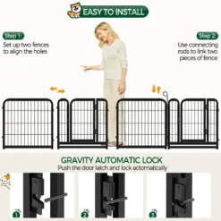 Yaheetech 16 Panels Dog Playpen Metal Pet Playpen, Black -Furniture GUEST 4ede05ad 6741 4fac b29d df0ceffc01a0
