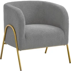 Yaheetech Contemporary Accent Armchair Boucle Barrel Accent Chair -Furniture GUEST 5117eb99 971b 4c6c adcb 3ab4b4f6c020