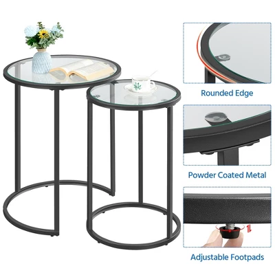 Yaheetech Round Nesting End Table Set With Metal Frame And Glass Top For Living Room 3 Yaheetech Round Nesting End Table Set With Metal Frame And Glass Top For Living Room - Image 3