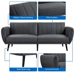 Yaheetech Ergonomic Sofa Bed Foldable Convertible Sleeper Bed Couches Versatile Sofa-Gray -Furniture GUEST 51c098cf 704d 4592 a116 07abfb8744b4