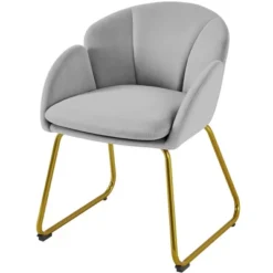 Yaheetech Velvet Armchair Accent Chair With Metal Legs For Living Room/Bedroom -Furniture GUEST 51c5ec5e de69 4ee5 9ac8 9010bd0d5e20