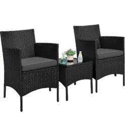 Yaheetech Wicker Rattan Coffee Table And Two Chairs Patio Conversation Set -Furniture GUEST 51ff8360 0baa 4510 91f8 77642cc99c93