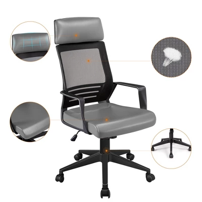 Yaheetech Swivel Office Desk Chair Study Work Chair With Headrest Lumbar Support Rolling Wheels 4 Yaheetech Swivel Office Desk Chair Study Work Chair With Headrest Lumbar Support Rolling Wheels - Image 4
