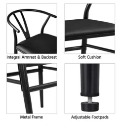 Yaheetech Set Of 2 Dining Chair Weave Chair With Armrest, Black -Furniture GUEST 52df46b5 689d 4def bcf8 85c87fc6b9c7