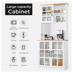 Yaheetech Kitchen Pantry Storage Kitchen Buffet With 3 Cabinets, White -Furniture GUEST 53dbbbc3 5008 48ac 967b baaf818ec59d