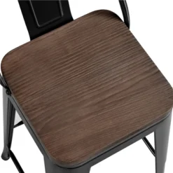 Yaheetech 26" Low Back Metal Counter Height Bar Stools With Wood Seat & Footrest, Set Of 4 -Furniture GUEST 553e4d9b 9aae 4269 b58c c2b72509caa8