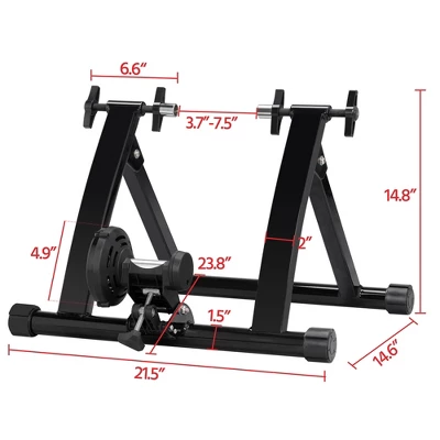 Yaheetech Foldable Indoor Bike Trainer Magnetic Resistance Bicycle Turbo Trainer, Black 2 Yaheetech Foldable Indoor Bike Trainer Magnetic Resistance Bicycle Turbo Trainer, Black - Image 2