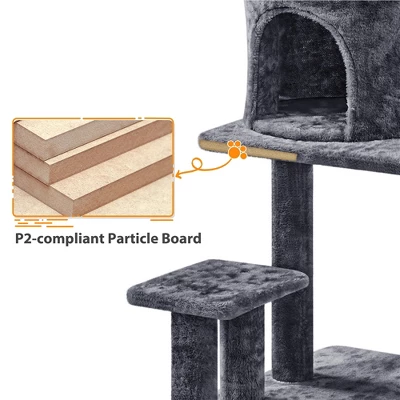 Yaheetech 57" Multi Level Cat Tower Tall Cat Tree With Basket & Condo & Scratching Post 5 Yaheetech 57" Multi Level Cat Tower Tall Cat Tree With Basket & Condo & Scratching Post - Image 5