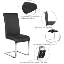 Yaheetech 2PCS PU Leather Dining Chairs Furniture For Kitchen, Dining Room -Furniture GUEST 5680d3dc 5b08 4471 8181 3fd36cb1b92f