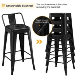 Yaheetech 26" Stackable Low Back Metal Counter Height Bar Stools With Footrest, Set Of 4 -Furniture GUEST 578cee6f 1439 4062 a532 2bf02b0c70ab