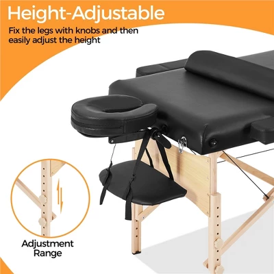 Yaheetech Professional Portable Massage Bed 3 Folding Massage Table With Backrest Black 5 Yaheetech Professional Portable Massage Bed 3 Folding Massage Table With Backrest Black - Image 5